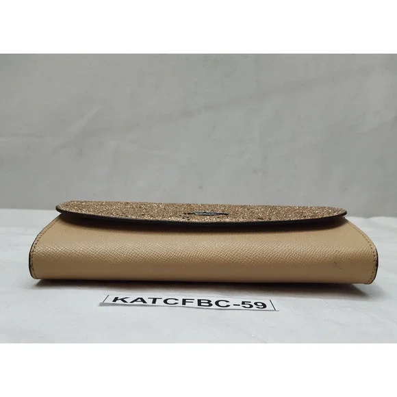 Coach Gold Leather Glitter Credit Card Bifold Wallet - Picture 6 of 16